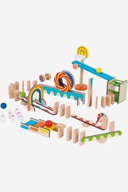 Resim 3+ Yaş Domino Rally Oyuncak Seti, Basketbol ve Bowlingli, 57 Parça 