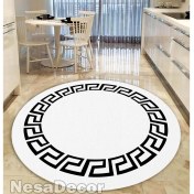 Resim Nesa Decor Kaymaz Taban Makinede Yıkanabilir Çerçeveli Yuvarlak Halı Geometrik Desenli Modern Mutfak Salon Halısı 