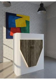 Resim Resital Ledli Karşılama Bankosu G-90 Cm Ofis Kasa Resepsiyon Masası Banko-001-1-2 