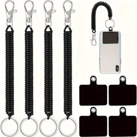 Resim 4 Sets Telefon Askısı Yama ile, Esnek Telefon Bilek Kayışı ve Telefon Kılıfı Bağlantı Noktası, iPhone Samsung ve Çoğu Akıllı Telefonlarla Uyumlu, Hırsızlık Önleyici Kayış, Açık Hava Yürüyüşü Kayak Tırmanma için (Beyaz) 