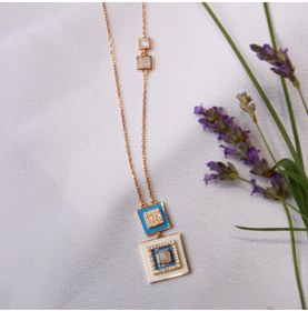 Resim Altınöz Mücevherat Pink Quartz Ve Zirkon Taşlı Mineli Rose Altın Kolye 