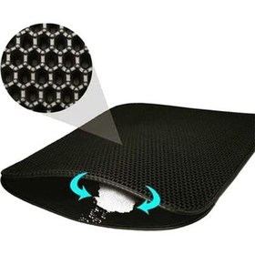 Resim Elekli Standart Kedi Tuvalet Önü Paspası 60 x 40 Cm (Siyah) 