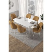 Resim Canisa Concept Canisa Kor Serisi 70 x 114 cm Açılabilir Beyaz Mutfak Masa Takımı 