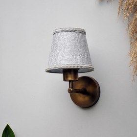 Resim Sutaşı İşlemeli Mini Boy Maşalı Avize Abajur Başlığı Mum ampul üstüne takılır 14cm (Açık Gri) 