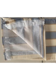 Resim Ceylan Home Balkon Perdesi Kuş Gözü Ölçü Seçenekli Gri Krem Çizgili Gri 