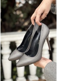 Resim Genel Markalar Hillar Platin Saten Stiletto Ayakkabı Siyah 