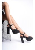 Resim Kadın Lenisi Siyah Cilt Tek Bantlı 12 Cm Platform Topuklu Ayakkabı-siyah Siyah 