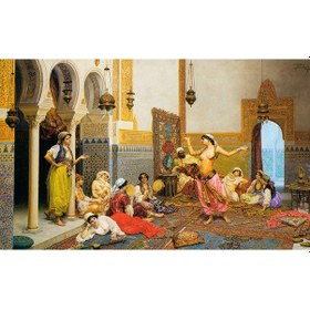 Resim Armada Çini 80X120 Osmanlı Türk Hamamı Sazende Dijital Baskı Pano 