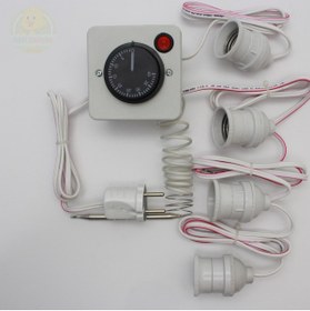 Resim Gazi Kuluçka Termostat Kontrollü Düğmeli Yanan 1 Lamba 3 Sarkan Duyu Çıkışlı Seti Hayvan Köpek Isıtma Sistemi 