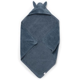 Resim Jolie Ma Organik Pamuk Bunny Tavşan Başlıklı Kundak Bebek Havlusu Lacivert (75*75 Cm) 