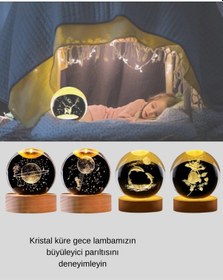 Resim Yunus Temalı Kristal Küre Usb Işıklı Ahşap Altlıklı Gece Lambası Diğer 