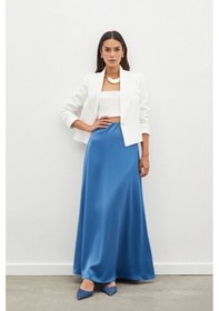 Resim Sateen Uzun Saten Etek - İndigo 