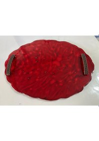 Resim Epoksi Reçine Tepsi - Kırmızı Desenli - Ebat 24 Cm X 34 Cm Çok Renkli 