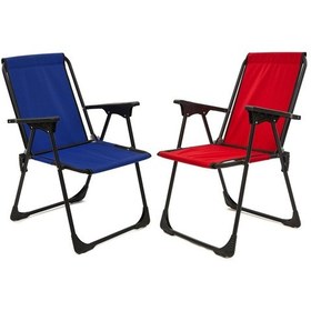 Resim Exent 2 Adet Lüx Katlanır Kamp Piknik Plaj Sandalyesi, Çift Dikişli 120 Kg Kapasiteli -kırmızı-mavi Çok Renkli 