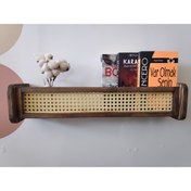 Resim glb decor wood hand made Ceviz Hazeranlı Ahşap Montessori Kitaplık Bebek Ve Çocuk Odası Hasır Raf 
