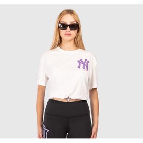 Resim Ral Sport New York Yankees Kadın Kısa Crop T-shirt Beyaz 