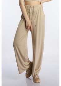 Resim Quhox Kadın Allegro Kumaş Oversize Pantolon Vizon 