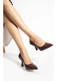 Resim Feles Kadeh Topuklu Kadın Stiletto Ayakkabı Kahverengi 