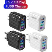 Resim Ab/abd Tak Usb Şarj Cihazı, İphone Uyumlu 13 12 11 X Xs Samsung Xiaomi Cep 4 Port Evrensel Telefon Şarj Cihazı İçin Hızlı Şarj Duvar Şarjı 