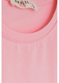 Resim Breeze Kız Çocuk Tişört Sevimli Kız Baskılı Beli Güpürlü 1-4 Yaş, Pembe-Pembe 