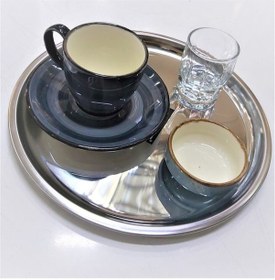 Resim Toptanfoni Çelik Servis Sunum Tepsisi Kahve Tepsisi 2 Adet Metal 