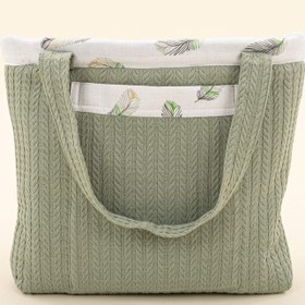 Resim Bebek Bakım Çantası - Koyu Yeşil Örgü - Yeşil Tüy 