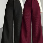 Resim 2 Adet Kadın Yüksek Bel Geniş Paça Pantolon - Şık Asimetrik Etek, Rahat ve Şık, Düz Renk, Her Mevsim Giyilebilir, Günlükten Resmiye Kıyafete Uygun, Yüksek Bel Pantolon, Kadın Pantolonu, Pantolon, Kadın Pantolonu, Kadın Pantolonu 