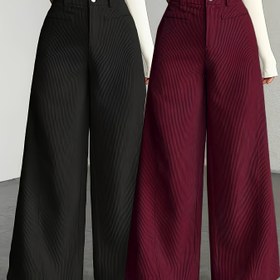 Resim 2 Adet Kadın Yüksek Bel Geniş Paça Pantolon - Şık Asimetrik Etek, Rahat ve Şık, Düz Renk, Her Mevsim Giyilebilir, Günlükten Resmiye Kıyafete Uygun, Yüksek Bel Pantolon, Kadın Pantolonu, Pantolon, Kadın Pantolonu, Kadın Pantolonu 