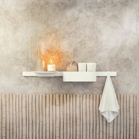 Resim hansgrohe WallStoris duş rafı, duş rafı, lavabo, banyo aksesuarı, banyo aksesuarı, delme gerektirmez, mat beyaz 