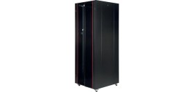 Resim Lande 42U 800X1000 Hyperline Dikili Tip Rack Kabinet (Siyah) (Ön Cam Kapak / Tekerlekli) 