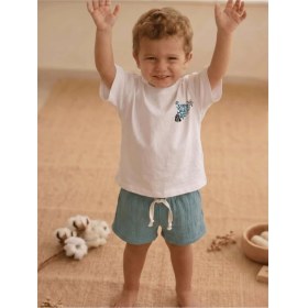 Resim Elibaby Pamuklu Oversize Baskılı Tişört (Kırık Beyaz) 