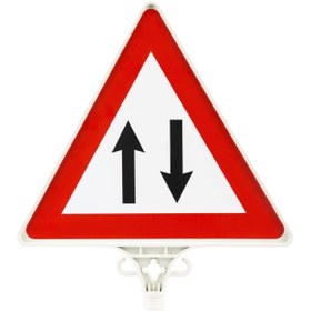 Resim Üstün Üçgen Uyarı Levhası Iki Yönlü Trafik Çift Yön 