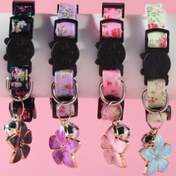 Resim Çiçekli Charm Pet Kolyesi, Ayarlanabilir Güvenlik Kemeri Kedi Kolyesi, Polyester Malzeme, Küçük Köpek ve Kedi Uyumlu, Pet Aksesuarları, Çiçekli Pendentli Kedi Kolyesi 