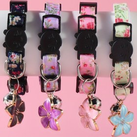 Resim Çiçekli Charm Pet Kolyesi, Ayarlanabilir Güvenlik Kemeri Kedi Kolyesi, Polyester Malzeme, Küçük Köpek ve Kedi Uyumlu, Pet Aksesuarları, Çiçekli Pendentli Kedi Kolyesi 