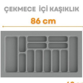 Resim Çekmece İçi Kaşıklık Ve Kepçelik 86x49 Cm 78x40 Ölçülerine Kadar Kesilebilir Gri 