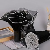 Resim 1 adet Siyah & Beyaz Kırışık Organze Kurdele, 28cm x 400cm - Doğum Günleri, Partiler, Düğünler, Ev Dekoru ve Tatiller için Şık Çiçek Düzenlemesi & Hediye Paketleme Malzemesi, Hediye Paketleme Temelleri | Zarif Buruşuk Dokulu | Polyester Organze Kurdele 