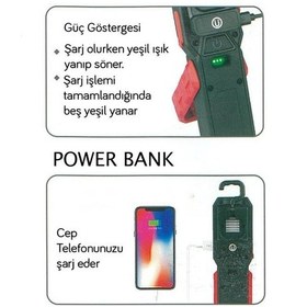 Resim Arm Mıknatıslı Şarjlı Led Fener Lamba Powerbank 420 Lümen 5W N11.3326 Mavi 
