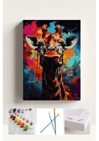 Resim Sayılarla Boyama Seti Numaralı Tuval Fırça Boya Zürafa 40x50 Cm 