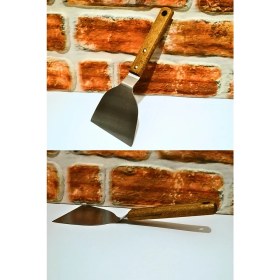 Resim Elegancev Ahşap Saplı Çelik Eğri Spatula -Küçük Boy - 1 Adet 