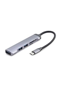 Resim Usb Hub 5ın1 Usb Type-c Sd + Tf Card Gri Hdx7039 