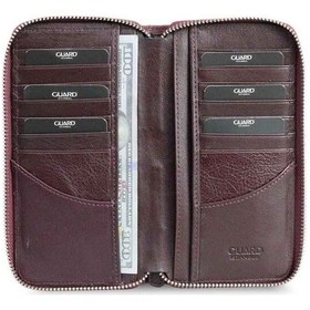 Resim Guard Bordo Kamuflaj Baskılı Hakiki Deri Fermuarlı Cüzdan Erkek / Kadın P3016 Bordo 