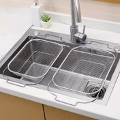 Resim 1 adet Paslanmaz Çelik Bulaşık Sepeti, Katlanabilir Tasarım, Mutfak Meyve ve Sebze Yıkama Süzgeç, Bulaşık Kurutma Rafı için Mutfak Lavabosu 