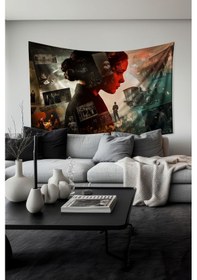 Resim Geçmişin İzleri Desenli Duvar Halısı Duvar Örtüsü Tapestry Süet Dokulu Kumaş 