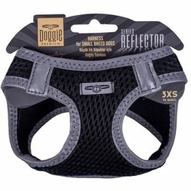 Resim Doggie Havalı Dokuma Reflektör Küçük Irk Köpek Göğüs Tasması Xxxsmall Siyah 22-26 Cm 