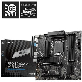 Resim MSI Pro B760M-A WIFI DDR4 Intel B760 5333 MHz (OC) DDR4 Soket 1700 mATX Anakart 