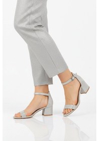Resim Ayakmod Gümüş Simli Kadın Topuklu Abiye Ayakkabı 325157 Z Gümüş 