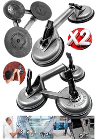 Resim PROXTECH Premium Yüksek Kalite Cam Fayans Kaldırma Metal Alüminyum 3lü 2li SetCam Fayans Taşıma Vantuz 