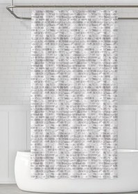 Resim Tropik Home Duş Perdesi Çift Kanat 2x120x200cm Tuğla Desenli Banyo Perdesi 16 Adet C Halka Hediyeli 