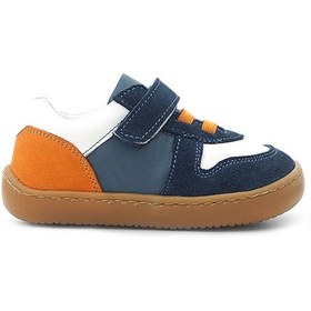 Resim Rakerplus Bob Hakiki Deri Lacivert Beyaz Barefoot Cırtlı Lastikli Bebek Sneaker Ayakkabı Lacivert 