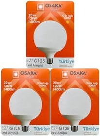 Resim Osaka LED Ampul, 20W (120W), 3000K Sarı Işık, E27 Duy, 3 Adet 
